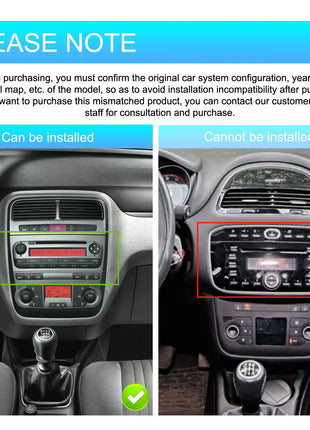 Podofo 7" Car Radio Wireless CarPlay Android Radio For FIAT Punto 2005-20009/Linea 2007-2011 Multimedia GPS FM WIFI BT Autoradio - Riparo82