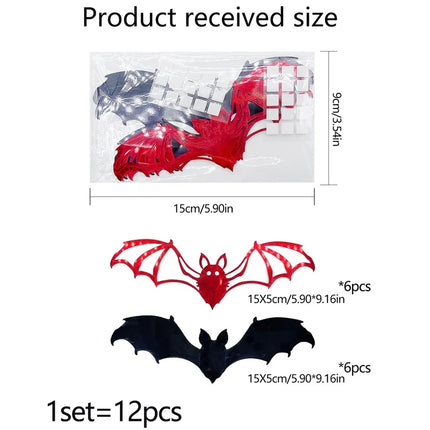 Halloween Bat Stickers Decoration 3D Red Black PVC Hollow Out Bat Wallpaper Decal Home Wall Background Halloween Decoration