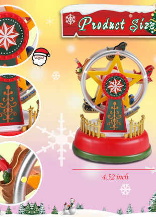 Carillon natalizio con decorazione a carosello a LED con luci, scena di villaggio, ornamento da tavolo, festa in casa, regalo di Natale