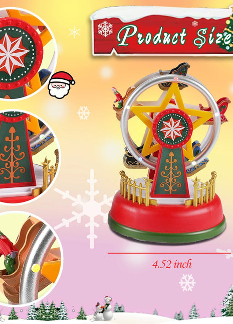 Carillon natalizio con decorazione a carosello a LED con luci, scena di villaggio, ornamento da tavolo, festa in casa, regalo di Natale