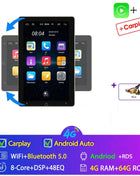 4G+64G Android 14 Car Stereo Video Multimidia Radio Player 10.1 Inch Universal Autoradio GPS Electric Rotatable Touch Screen - Riparo82