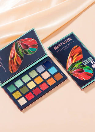 Butterfly 18 Color Eyeshadow Palette, Natural Matte Shimmer Metallic Satin Finish Eyeshadow, Charming Nude Makeup  Tray - Riparo82