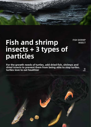 GEN CLIMB Turtle Food with Dried Shrimp&Mealworms-All-in-One Floating Pellets for Aquatic Turtles(Red-Eared Slider,Pond Turtle) - Riparo82