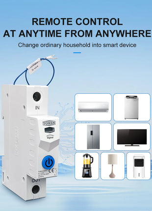 TOMZN TUYA 1-63A 1P 2P WIFI Smart Switch Energy Meter Circuit Breaker voltage current leakage temperature protection cut off L+N - Riparo82