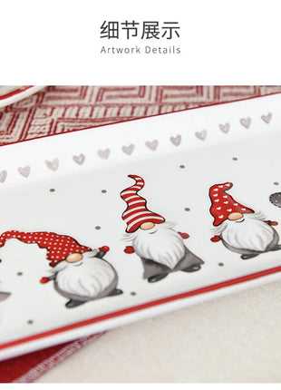 Set di posate in ceramica di babbo natale creativo nordico piatto per la cena in ceramica piatto per snack tazza per teiera per la casa barattolo sigillato regalo di natale - riparo82