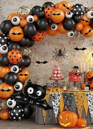 Halloween Bat Balloon Garland Arch Kit Black Orange Ballon 3D Bat Spider Sticker Eye Pumpkin Halloween Party Decoration Supplies - Riparo82