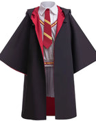 Costume cosplay di film di Halloween per bambini Top a righe per ragazze + mantello Abito casual Carnevale Halloween Compleanno Abito da scuola magica