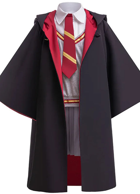 Costume cosplay di film di Halloween per bambini Top a righe per ragazze + mantello Abito casual Carnevale Halloween Compleanno Abito da scuola magica