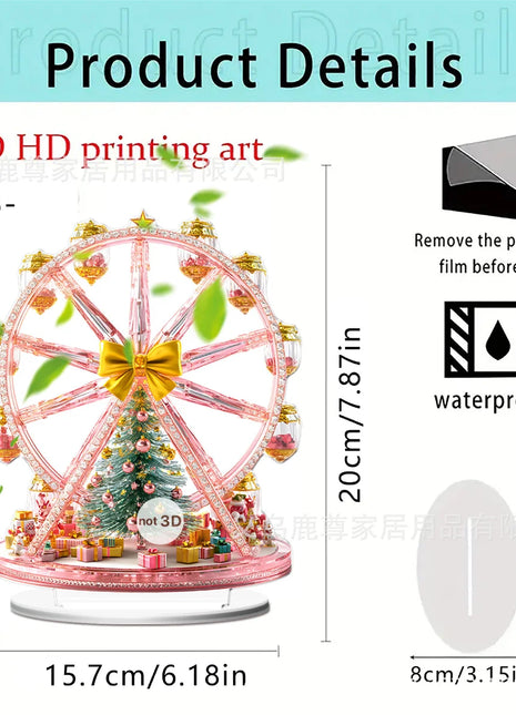 Natale colorato romantico ruota panoramica 2D piatto acrilico casa soggiorno vacanza scrivania decorazione oggetti di scena di montaggio