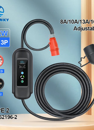 Portable 11KW 16A EV Portable Charger Type2 IEC62196-2 EVSE Charging Box Electric Vehicle PHEV Cars Charger CEE Plug 5M Cable - Riparo82