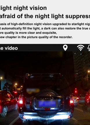 3-Channel Dash Cam Front Interior Rear 1080P Camera Recording WiFi Night Vision 170° Wide-Angle G-Sensor Loop Recording for Cars - Riparo82