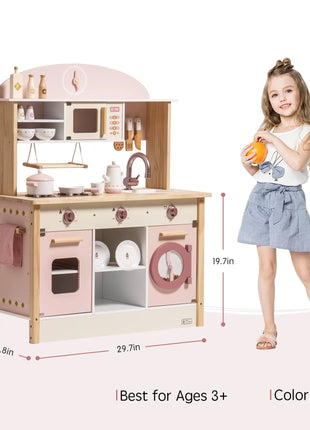 Robotime Robud Cucina in legno per bambini Cucina da gioco con caratteri di gioco Set da cucina per bambini Regalo per ragazze Ragazzi 3+ - riparo82