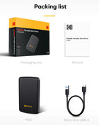 Disco rigido HDD esterno portatile Kodak Disco rigido esterno USB 3.0 da 5 Gbps 500G 1 TB Archiviazione di grande capacità PS4/Xbox/PC e video 4K
