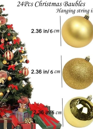 24 pezzi 6 cm grandi decorazioni con palline di Natale appese ornamenti pendenti per albero di Natale decorazioni per feste a casa di Natale 2026 accessorio di Capodanno - riparo82