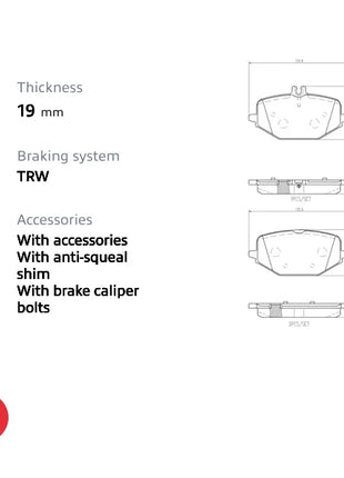 Set Pastiglie Freno Posteriori Brembo P50161N per MERCEDES-BENZ W463 C167 G500/GLE A0004207303