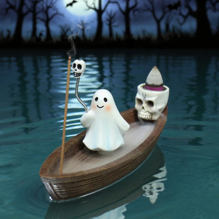 Halloween new resin ghost ship aromatherapy home desktop decoration ghost ship return incense rack burner