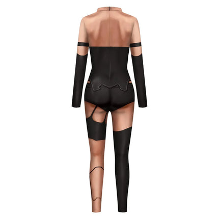 Halloween Bat Motif 3D Printing Bodysuit New Performance Matching Outfit Quirky Bodysuit Bottoms Long Sleeve Stage Slim Jumpsuit