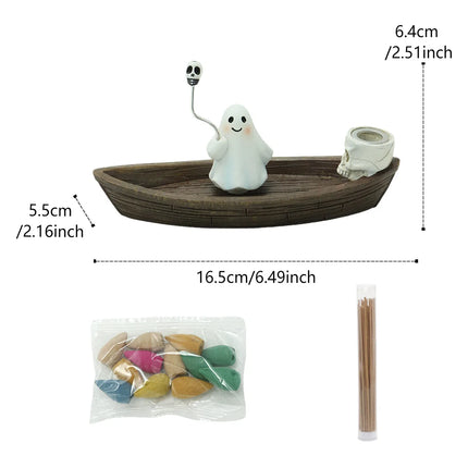 Halloween new resin ghost ship aromatherapy home desktop decoration ghost ship return incense rack burner