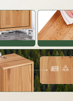 SoBuy BZR34-II Armadio alto da bagno Armadio da bagno con raggi in legno massello regolabili Mobili da bagno salvaspazio