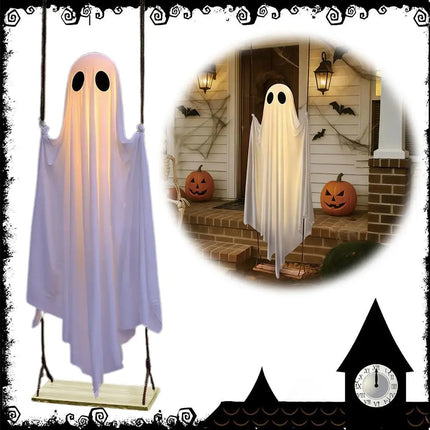 Halloween Garden Outdoor Ghost Decor Light Up Hanging Swing Ghost Scary Standing Ghosts Decor for Front Door Yard Home Party