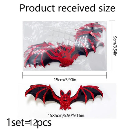 Halloween Bat Stickers Decoration 3D Red Black PVC Hollow Out Bat Wallpaper Decal Home Wall Background Halloween Decoration