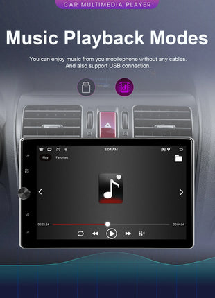 Podofo 10.4" Vertical Rotatable Screen Android Car Radio 1 Din 2+64G Wireless Carplay Android Auto GPS 1Din Multimedia Autoradio - Riparo82