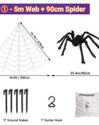 200cm Halloween Spiders Outdoor Decoration Halloween Plush Spiders Giant Spider for Indoor Outdoor Garden Party Decoration - Riparo82