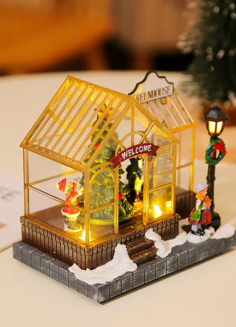 Scena di Natale Case del villaggio Edifici da collezione Casa di Natale da tavolo a LED per camera da letto Soggiorno interno Scrivania Festa di Natale