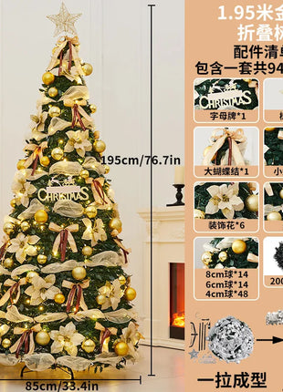 1.5M-2.25M Albero di Natale Allungabile PVC Floccato Albero di Natale Premium Denso Pino Artificiale Salvaspazio Pieghevole Ornamenti natalizi