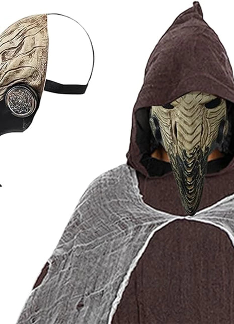Gothic Black Death Plague Doctor Mask Halloween Party Cosplay Steampunk Bird Beak Mask Scary Costume Long Nose Crow Beak Masks - Riparo82