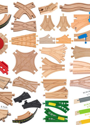 Nuova binario ferroviario in legno Tutti i tipi Biforcazione binario forcella Accessori per binari in legno di faggio adatti per binari in legno Thomos Giocattolo Regalo per bambini