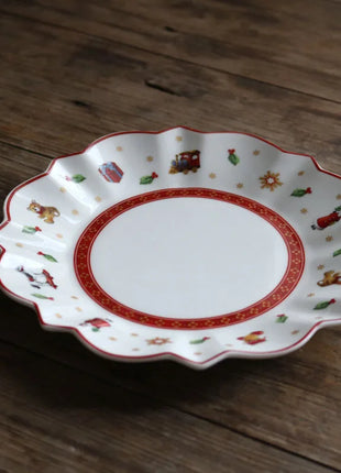 Tesoro tedesco Porcellana dura Giocattolo natalizio Joy Piatto piano multi-angolo Tazza di Natale Piattino Ciotola Candeliere - riparo82