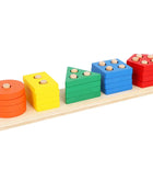 Montessori Ordinamento in legno Giocattoli impilabili Puzzle per bambini piccoli e bambini Giocattolo di abilità motoria fine in età prescolare per 1 anno - riparo82
