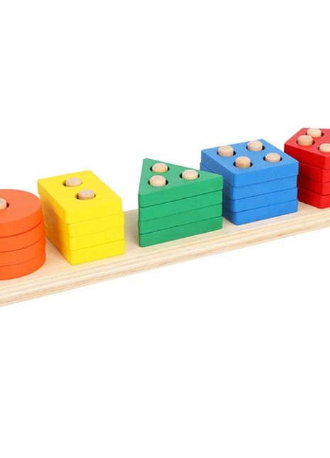 Montessori Ordinamento in legno Giocattoli impilabili Puzzle per bambini piccoli e bambini Giocattolo di abilità motoria fine in età prescolare per 1 anno - riparo82
