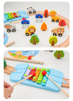 Set di binari ferroviari in legno Pacchetto di espansione Blocchi di costruzione fai-da-te Accessori Tracce adatte per binari in legno Biro Giocattoli educativi per bambini - riparo82