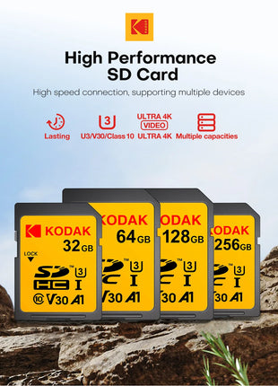 KODAK microsd 256gb Scheda SD Ad Alta velocità C10 U3 32GB 64GB 128GB carte Scheda di Memoria sd USH-1 SDXC Flash chiavetta USB sdcards Per La Macchina Fotografica