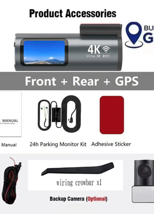 Dash Cam 4K WiFi GPS Dash Camera for Cars Mini Front Car DVR 24H Parking Mode G-Sensor Car Driving Video Recorder Loop Recording - Riparo82