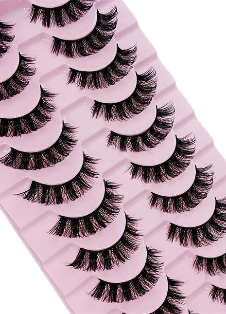 10 Pairs DD Curl Russian Strip Lashes Fluffy Volume False Eyelashes DD Curl Dramatic Messy Faux Mink Fake Lashes Make Up - Riparo82