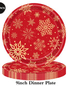 Piatti da tavola usa e getta natalizi Tovaglioli Tazze Fiocco di neve Piatto da dessert rosso verde per cena per forniture per feste invernali di buon Natale - riparo82