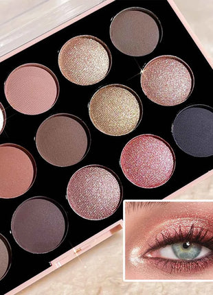18-Color Eyeshadow Palette – Pearlescent, Matte, Fine Shimmer, Glitter, Earth Tones, Long-Lasting, High-Performance
