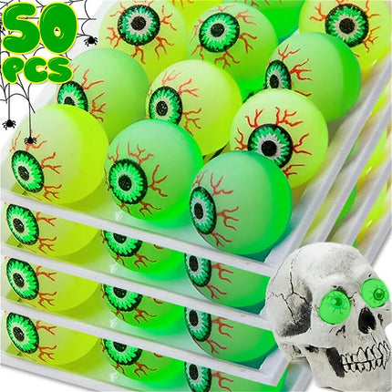 5/50PCS Luminous Bouncing Ball Halloween Glow in The Dark Eyeball Toys Rubber Fake Eyeball Haunted House Horror Decoration Props