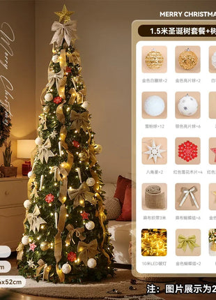 Albero di Natale incandescente Decorazione per albero di Natale artificiale pieghevole Ornamento natalizio floccato per esposizione spaziosa del festival del centro commerciale