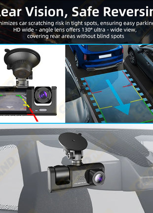 Dash Cam for Cars WIFI APP Car DVR 3 Channel Front Camera Video Recorder Rear View Camera for Vehicle Black Box Car Assecories - Riparo82