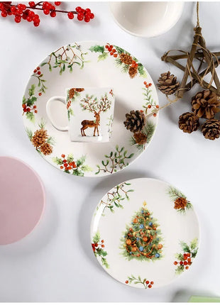 Squisita cena di Natale Piatti creativi Piatto da bistecca in ceramica Pasta sana sottosmalto Posate personalizzate Regalo Forniture da cucina - riparo82