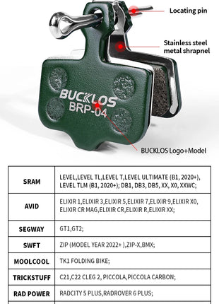 BUCKLOS Pastiglie freno a disco idraulico in ceramica per SRAM AVID ELIXIR 1/2/4/6/8/10 paia Pastiglie freno MTB Pastiglie freno a disco resistenti all'usura