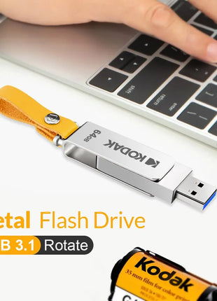KODAK USB 3.1 Metal USB Flash Drive 64GB 128GB 256GB Pen Drive personalità creativa Car Music Gift PenDrive USB ad alta velocità