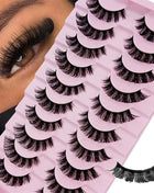 10 Pairs DD Curl Russian Strip Lashes Fluffy Volume False Eyelashes DD Curl Dramatic Messy Faux Mink Fake Lashes Make Up - Riparo82