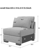 Divano modulare Anajqaqia, Divani da soggiorno, Divano in velluto con braccioli larghi, Poggiapiedi, Vari combinazioni, Velluto, Grigio