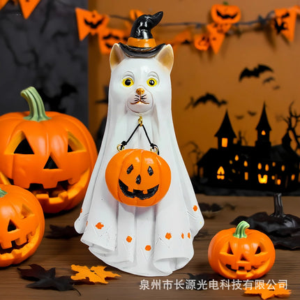 Halloween Ghost Pumpkin Decoration Halloween Party Tabletop Ornament Home Scene Prop Festive Seasonal Decor For Kids Adults