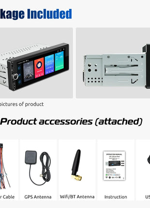 ESSGOO Single 1DIN 6.86" Android 14 4+64G Universal Car Stereo Radio CarPlay Android Auto Bluetooth USB Type-C Wifi FM GPS Navi - Riparo82